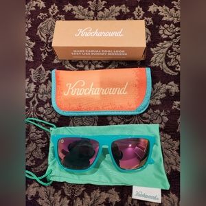 Knockaround polarized sunglasses in original package with soft case and dust bag